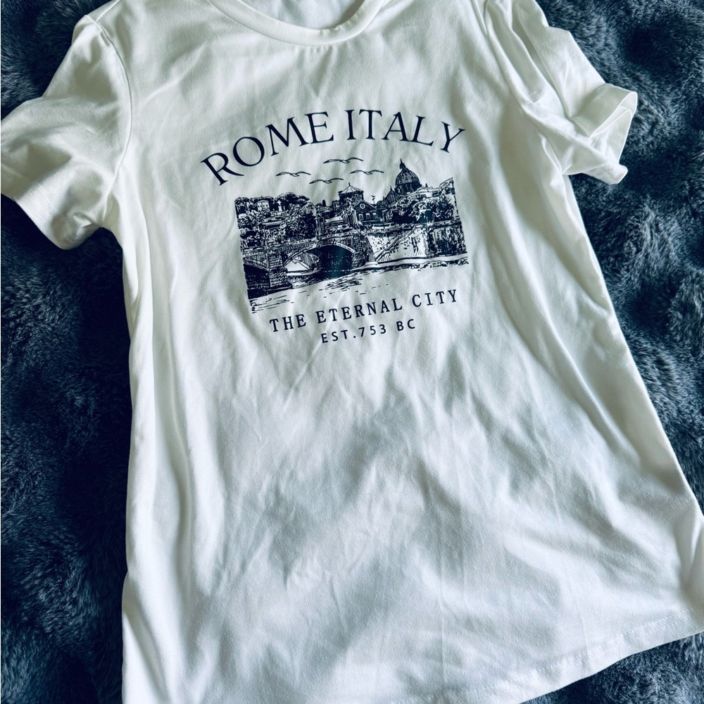 Rome Italy “Eternal City” Graphic T-Shirt XS White NWT Style
